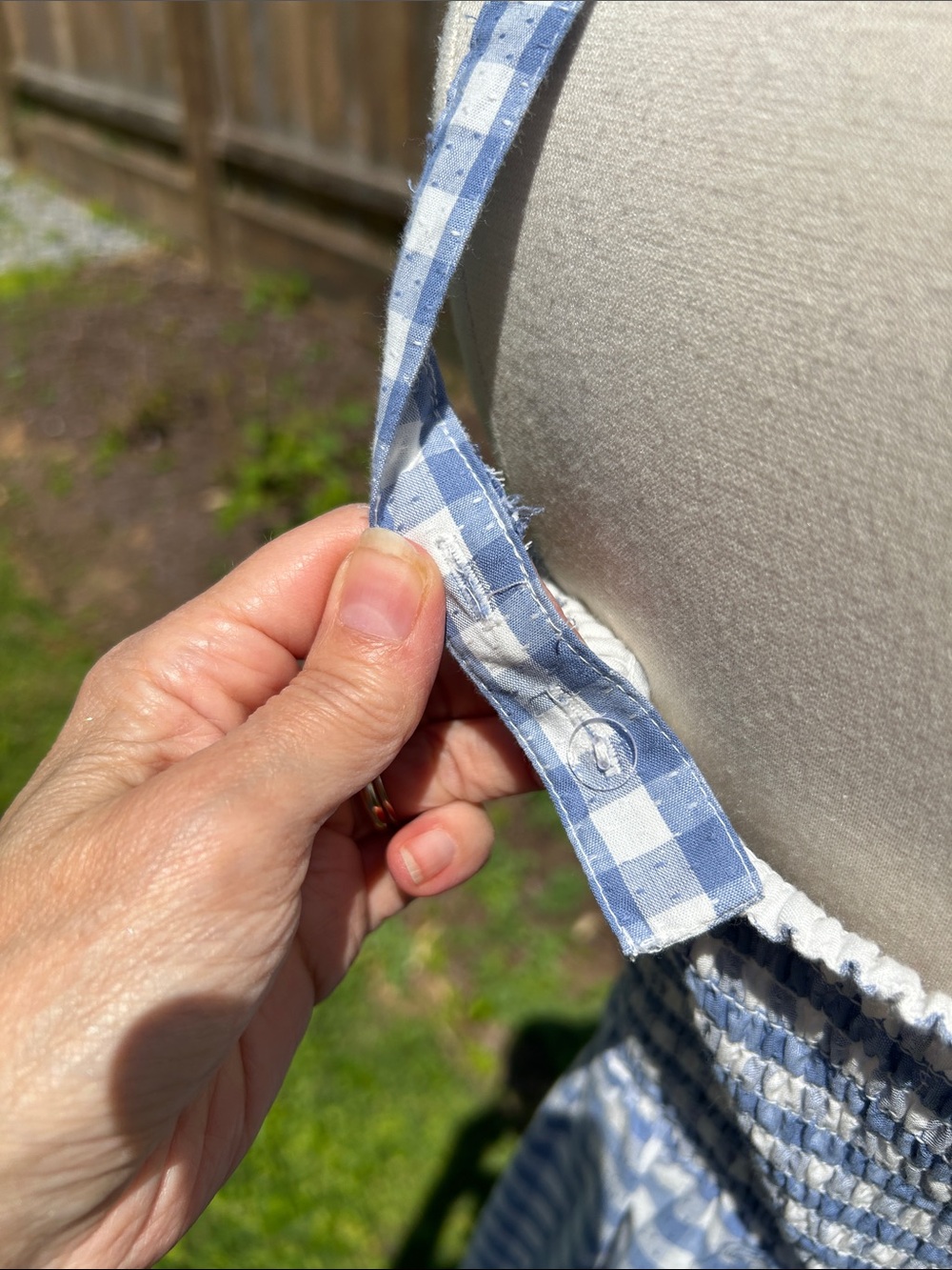 Shabby Chic Blue Gingham Button-Front Sundress Size 2 - Picture 10 of 13